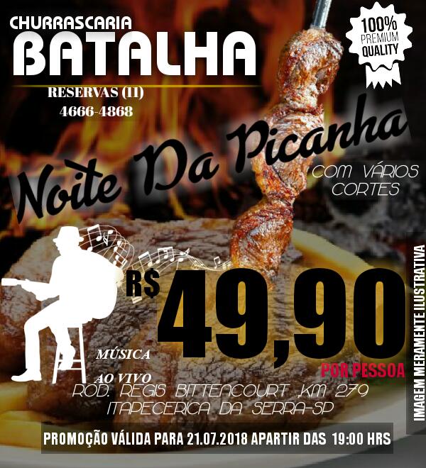 Noite da picanha - Churrascaria Batalha - embudasartes.net - Tudo sobre Embu das Artes